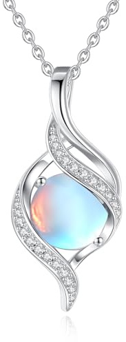 FANCIME Sterling Silver June Birthstone Moonstone Necklace for Women