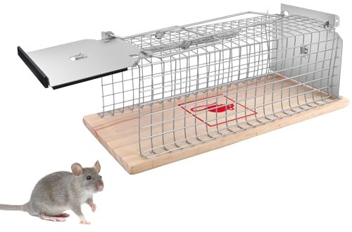 Mausefalle Lebend Große, Mouse Trap, Tierfreundliche Mausefalle mit Doppeltüren, Lebendfalle Maus für drinnen mit Mäuseschwanzschutz