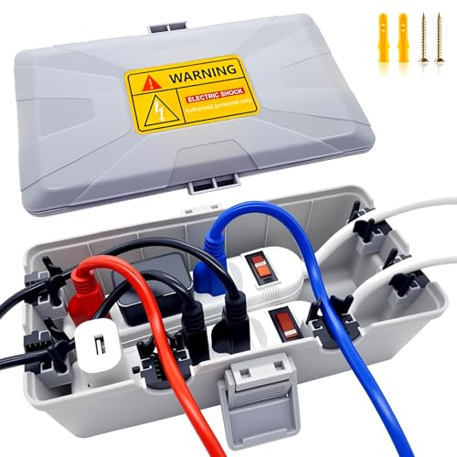 Outdoor Electrical Box Waterproof,Cover for Extension Cords and Power Strips,Ip54 Protect Power Strip,Weatherproof Outlet Cover for Timer Outlet,Plugs,Sockets,Holiday Light Decoration (Grey, Medium)