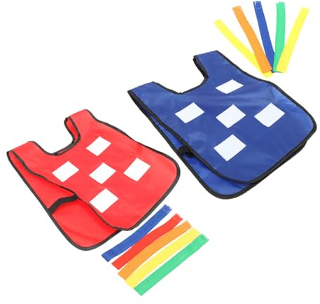 HOOTNEE Pull Tail Vest and Stretchy Belt Set for Kids Toddlers Sensory Training Toys Outdoor Sports Activity Equipment for Kindergarten Teamwork Game – 2 Sets (blue Red Vests with 5 Belts
