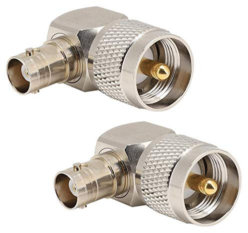 2PCS UHF hane PL-259 till BNC kvinnlig adapter 90 graders haneomvandlare för koaxialkabelantenn, trådlös LAN-enhet, Wi-Fi-radio extern antenn, etc.