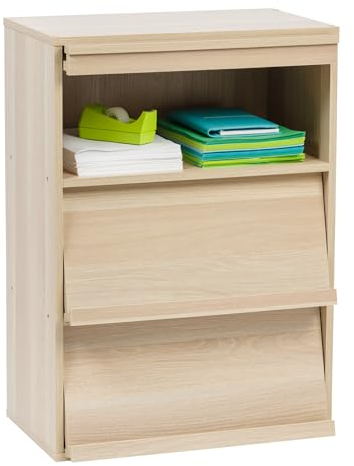 Iris Ohyama, Möbel, Bücherregal, Aufbewahrungsregal, 3 Klapptüren, Design, Modern, Mehrzweck, Büro, Schlafzimmer, Wohnzimmer - Flap Rack CHR-3 - Hellbraun