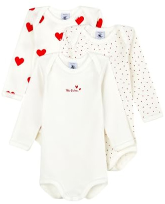 Petit Bateau A00BC, Body a righe a maniche lunghe (Pacco da 3) Bimba 0-24, Variante 1, 3 mesi