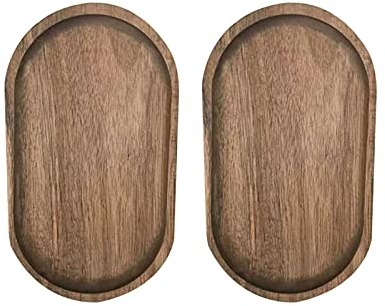 Jiakalamo 2 bandejas para servir, platos de comida ovalados de estilo japonés, bandejas de madera ligeras para alimentos, desayuno, mesa de café, fiestas, restaurantes