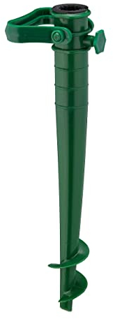 Relaxdays Bodenhülse, Sonnenschirm Halterung, mit Griff, Rasendorn, zum Eindrehen, Wiese und Strand, Kunststoff, grün