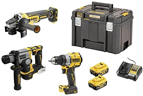 DeWalt 3-teiliges Werkzeugset XR 18 V 5 Ah bürstenlos Bohrschrauber DCD800 + Bohrhammer SDS Plus DCH172 + Winkelschleifer DCG405-DCK355P2T-QW