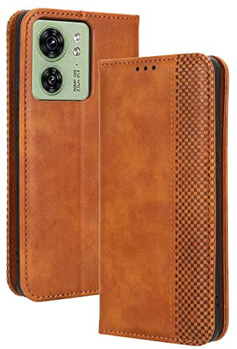 HAOYE Coque pour Motorola Moto Edge 40, Cuir Etui Premium PU + TPU Housse Folio Flip Case, Cover Portefeuille ave ID Carte de Crédit Slot Fermeture Magnétique, Brown
