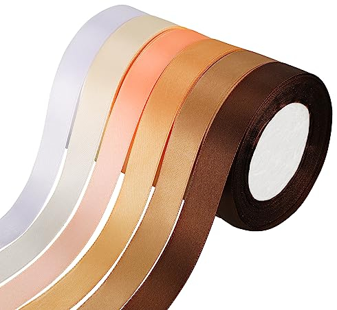 Opopark 6 Rollen Satinbands, 132 Meters Geschenkband, DIY Handwerk, Blumensträuße, Geburtstags Hochzeitsdekorationen, Haarschleifen Baby Shower