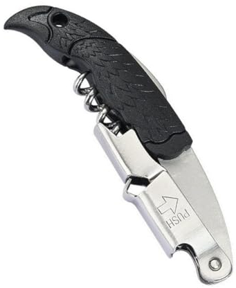 Cavatappi con Manico in Gomma Nero, Cavatappi da Sommelier, Cavatappi in Acciaio Inossidabile, per Camerieri Apri Bottiglia Accessori del Vino e Regali(Nero)