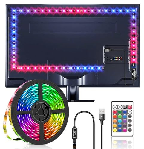 Fysaran LED Light Strip, TV LED Backlight for 30-65 Inch TV, LED Light with Remote Control, 5050 RGB DIY Color Changing LED Light for Bedroom, TV, Party Decoration (2M)