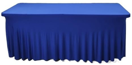 Tischröcke 6 Fuß, 4 Fuß, 8 Fuß Stretch-Rechteck-Tischdecke, Spandex-Tischröcke, Lange Tische, waschbar, knitterfrei, Tischdecken, Spanntisch 91 (Color : Blue, Size : 122 x 60 x 76cm)
