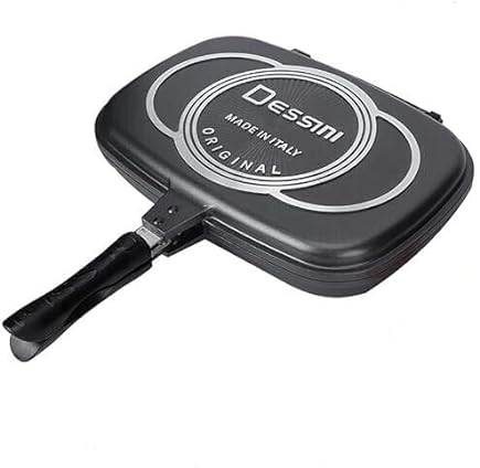 Generic Double Sided Grill Pan 36cm Non Stick- Double Sided Stove Top Grill Pan Multifunction Deep Grill Ridges Steak Pan - Grill Pans (Black)