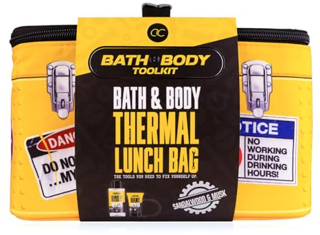 Accentra Presentset BATH BODY TOOLKIT för män i termoväska, 200 ml duschgel, 50 ml handpeeling och nätsvamp, vårdset för män, fars dag eller födelsedag