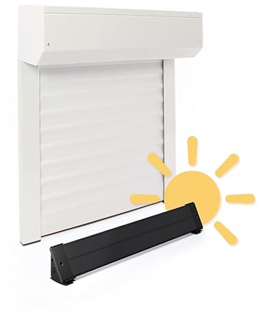Volet Roulant Solaire Autonome Ajustable en Aluminium h155 x l120 cm - Coloris Blanc- Montage Facile , Pour Fenêtre