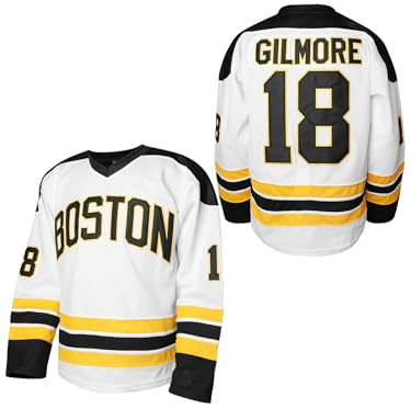 Happy Gilmore #18 Sandler 1996 Movie Ice Hockey Jersey Stitched Men Movie Hockey Jersey Men Black S-3XL (18 White,X-Large)