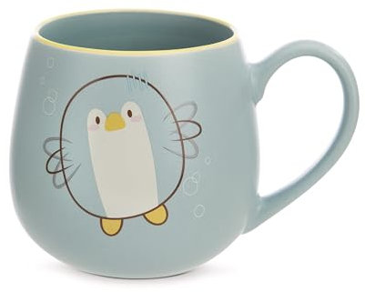 NICI mymochi Pingüino Waddle Oops de 400 ml, 8 x 9 cm, Azul, Taza Porcelana con asa Bebidas frías y Calientes, café, té, Leche, Cacao, 61833, Color