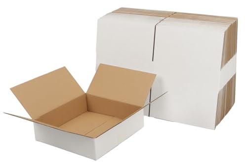 EYMPEU 40 stycken 17,8 x 17,8 x 5,1 cm vit fraktkartong, kartonger för små föremål, leksaker, brevpapper och julpaket