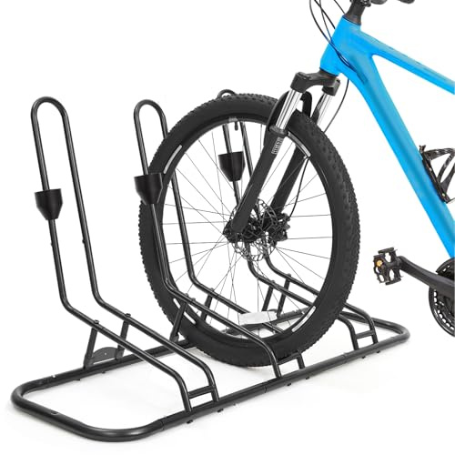 Kinghouse Floor Bike Rack for 3 Bikes, Bike Stand, Protects Disc Brake & Derailleur, Bike Rack for Indoor Outdoor Garage, Fits Road/Kids/MTB Bicycles with 12-29 Tires