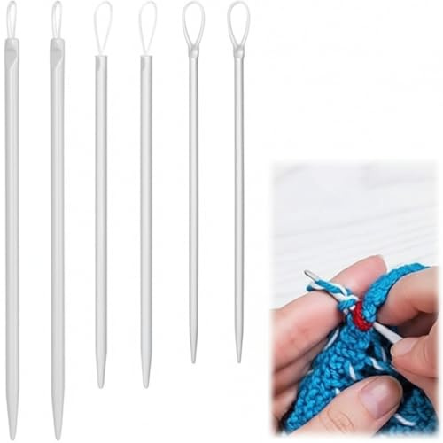 6 Pcs Darning Needles for Wool - Wool Needles for Sewing Up Knitting - Large-Eyed Nylon Thread Yarn Needles - Rope Threader, Weaving Tools, Knitting Needles for Crochet (2.0mm, 2.5mm, 3.0mm)