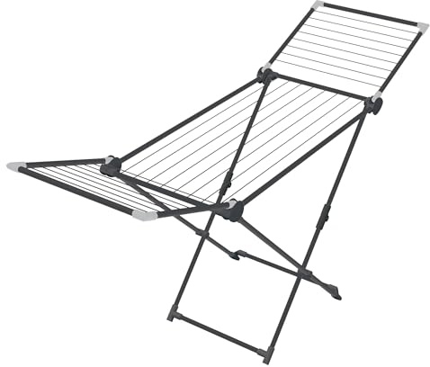 JUWEL Superdry Maxi Wäscheständer (mit Wäscheleinen, Trockenlänge 20 m, Farbe grau, für ca. 2 Waschmaschinenfüllungen, für Innen- und Außen, witterungsbeständig, Standtrockner) 40899