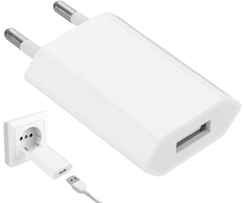 5V/1A Chargeur USB,Embout Chargeur,Compatible avec IPad,IPod,Android,Xiaomi,Samsung,Huawei,Tablettes,Facile à Transporter (Blanc)