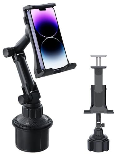 Ziyonix Soporte Tablet Coche Portavasos, 360° Giratorio Soporte Tableta y Móvil Coche Taza Copa con Brazo Largo Ajustable Porta iPad Camión Taza para 4-13 iPad Pro Air Mini Móvils Tabletas