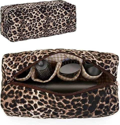 Borsa da Viaggio Compatibile con Dyson Airwrap, Custodia per Asciugacapelli Dyson e Accessori, Trousse da Viaggio Organizer per Strumenti per Styling Capelli Shark Flexstyle (Stampa leopardata)