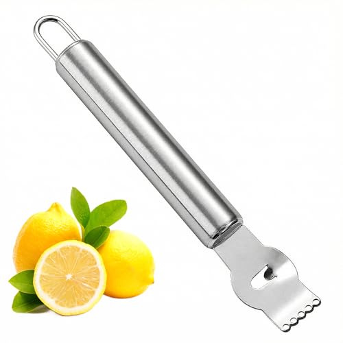 LEOUEANR Confezione da 1 affettatrice per grattugia, in acciaio inox, per limoni, lime e arance, utensile da cucina professionale per cocktail e cottura (argento)