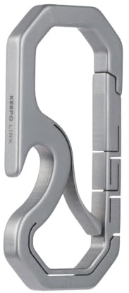 KEEPO LINK Mousqueton Porte-clés en Titane Multitool avec Ouvre-bouteille | Ultraléger organisateur de clés EDC avec butée antidérapante – Équipement de survie outdoor pour le quotidien