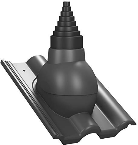 Dachdurchführung für Gerätemasten Ø19–90 mm – Braas - Frankfurter, Benders – Mecklenburger für TV-Antenne, Satellit, Blitzschutz, Kommunikation, Dachdurchgang mit EPDM-Dichtung (RAL 7024 - Graphit)