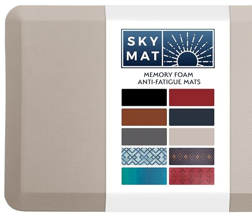 Sky Solutions Anti-Ermüdungsmatte – gepolsterte Komfort-Bodenmatten für Küche, Büro und Garage Unterlage rutschfestes Schaumstoffkissen Stehpult (50,8 x 81,3 1,9 cm, Naturbeige)