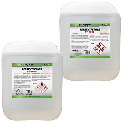 Flotex® Profi Teerentferner Auto - 2x5L I Teer Entferner für Auto, Wohnmobil, Werkzeuge & Mehr - Löst effektiv Rückstände von Teer, Bitumen, Öl & Fett I Bitumen Entferner, Baumharzentferner