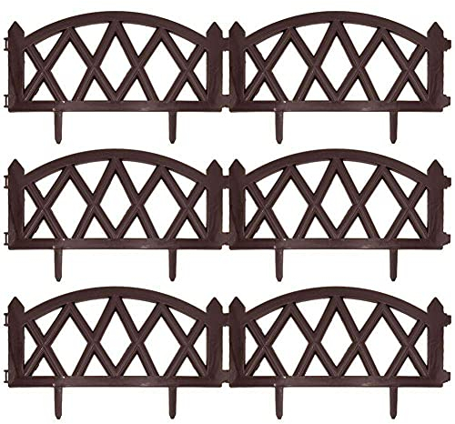 Vilde Palizzata da giardino, 300 cm, 6 pezzi, 50 x 30 cm, recinzione decorativa in marrone