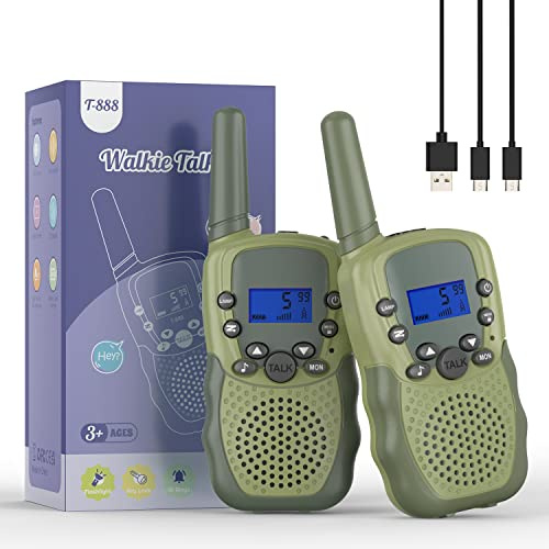 Bakoherp Walkie Talkie per bambini da 3 a 12 anni, radio ricaricabile con 8 canali, torcia LED, funzione VOX, per avventura, campeggio, escursionismo