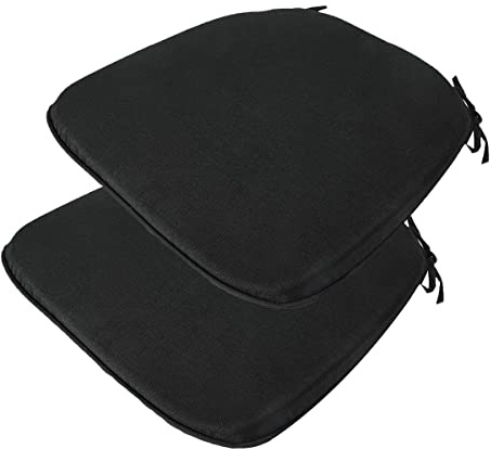 Outdoor Chair Cushions Set of 2,Patio Seat Cushion 17x16x2,U-Shaped Dining Chair Cushion 17 by 16 Inch,Water Resistant,Fade-Resistant Chair Pads for Kitchen Garden Furniture(Black)