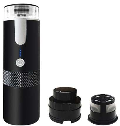 Shkalacar Cafetera Portatil Capsulas 3 en 1 Cafetera Inalámbrica Compatible con Cápsulas y Café Molido, Máquina de Café Espresso Italiana Eléctrica para Coche, Hogar, Camping (No calentable)