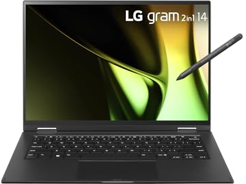 LG gram 2 en 1 14T90S-G.AA75B - Portátil Ultraligero de 35.5 cm (14) 1920x1200, Panel IPS Touch Antirreflejo, Intel® Core™ Ultra 7, 16 GB RAM, 512GB SSD, 1250 g, Batería 29 h, Windows 11, Negro