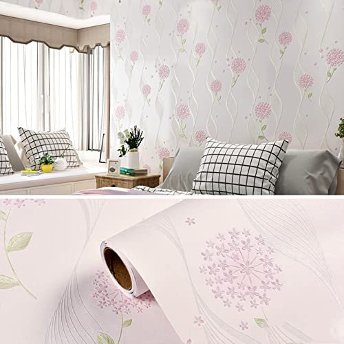 Generic Papier Peint, Papier Peint Décapant Style Rustique Moderne Fond D'Écran Autocollant Amovible Pour La Décoration de La Maison Et Du Bureau/Couleur Rose/0,53 * 6M