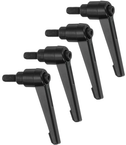 QUARKZMAN 4Pz M6 x 12mm Maniglia di Fissaggio Regolabile Maschio Pulsante Cricchetto Sgancio Leva di Bloccaggio, Regolabile Maniglia per Macchina in Metallo per Tornio Macchinari, Nero