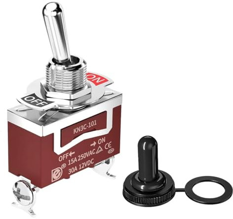 Interruptor Unipolar De Palanca - ON OFF - Conexión Con Tornillo - 15A 250VAC 20A 125VAC 30A 12VDC - Bolsa De 2 Unidades