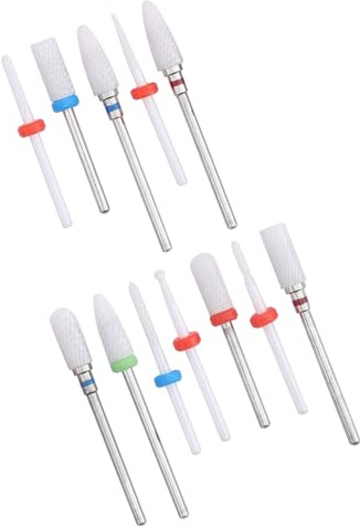 Lime Rotanti in Ceramica 12 Pezzi per Trapano per Unghie - Punte Professionali in Ceramica per Manicure e Pedicure - Set di Raspe per Unghie Durevole Ed Efficiente
