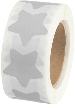 QUARKZMAN Rouleau D'Autocollants Étoiles 1 Pouce Petits Autocollants Étoiles en Pvc Auto-Adhésifs pour Notes Diy Boîtes Cadeaux Carte de Remerciement, 500 Étiquettes/Rouleau Gris Clair