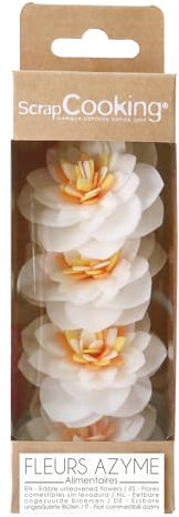 ScrapCooking - 4 Camélias Blancs en Azyme - Fleurs Comestibles pour Décoration Gâteau - Déco Florale Pièce-Montée, Cupcakes, Pâtisseries - Anniversaire, Mariage - 2292