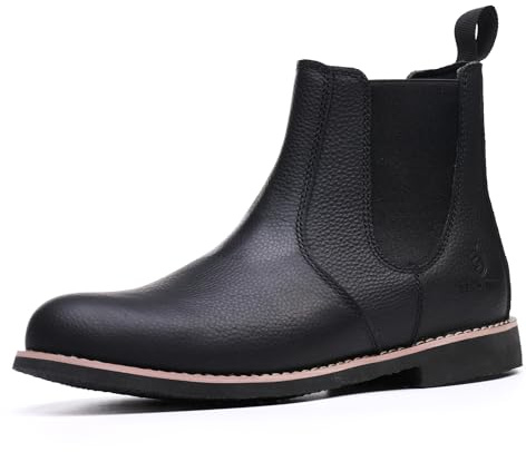 SL-Saint Bottes de Chelsea Classiques Faites à La Main Pour Hommes, en Cuir de Vache Véritable, à Enfiler (Noir Cuir, Adulte, Homme, 41.5, Numérique, Système Taille Chaussures EU, Moyen)