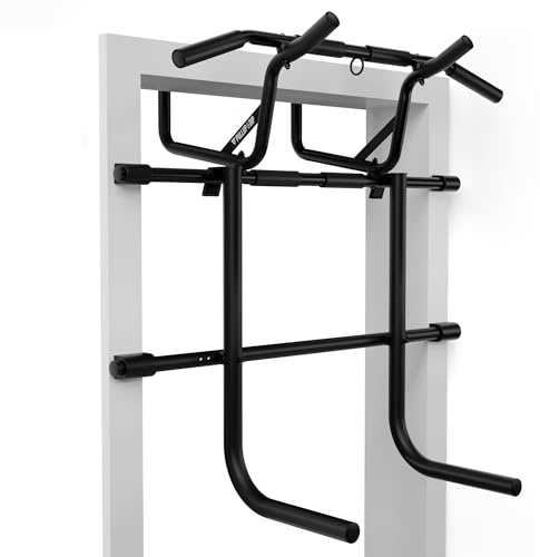 PULLUP & DIP barra per trazioni senza trapano con stazione di immersione - barra per porte con barra immersioni - estensione della barra per immersioni per la casa - set per trazioni per calisthenics