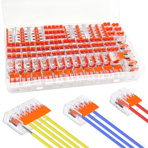 Kabelverbinder, 76 Stück Kabelklemmen Elektro 2 Polig, 3 Polig, 5 Polig, Klemmen Elektro mit Betätigungshebel, Kabel Verbindungsklemme 0.14-4mm² Leiter Klemme, Lüsterklemmen Steckbar für 2-3-5 Leiter