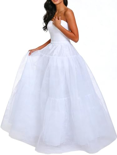 Urieo Hoopless Petticoat Crinoline A-line Slip Underskirt for Wedding Dress