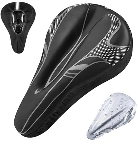 AUVSTAR Upgrade New Gel Fahrradsitzbezug,hohl und atmungsaktiv, Premium Fahrradsattelkissen,Geeignet für Mountainbike-Sitz, Verdickender Sattelbezug,Sattelschutz für Herren und Damen Fahrrad (Grau)