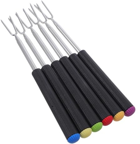 ULTECHNOVO Fourchettes à Fondue Inox Télescopiques Réglables 6 Pièces pour Barbecue Camping et Trempage Chocolat Dessert Viande