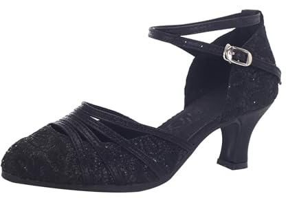 Pumps dam guld glitter, dansskor dam latin glitter stängda lediga högklackade skor affärsslingpumps justerbara rempumps eleganta kvällsskor bak öppen sommarskor med klack